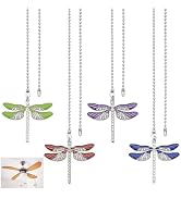 BENECREAT 4Pcs Dragonfly Alloy Ceiling Fan Pull Chain Extenders, Mixed Color Ceiling Fan Extensio...