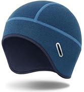 MELASA Winter Helmet Liner Skull Cap, Fleece Lined Warm Cycling Cap with Glasses Holes, Thermal H...