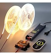 BENLUN 24V CCT COB LED Strip Light Kit 65.6ft (2 Rolls of 32.8ft), 2700K-6500K Dimmable White Cut...