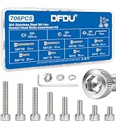 DFDU 706PCS M4 Hex Socket Head Cap Screw Assortment Kit 304 Stainless Steel | Metric Machine Bolt...