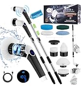 Dsenfurn Upgraded Electric Spin Scrubber, 8 in 1 Cordless Shower Bathroom Brush with 8 Replaceabl...