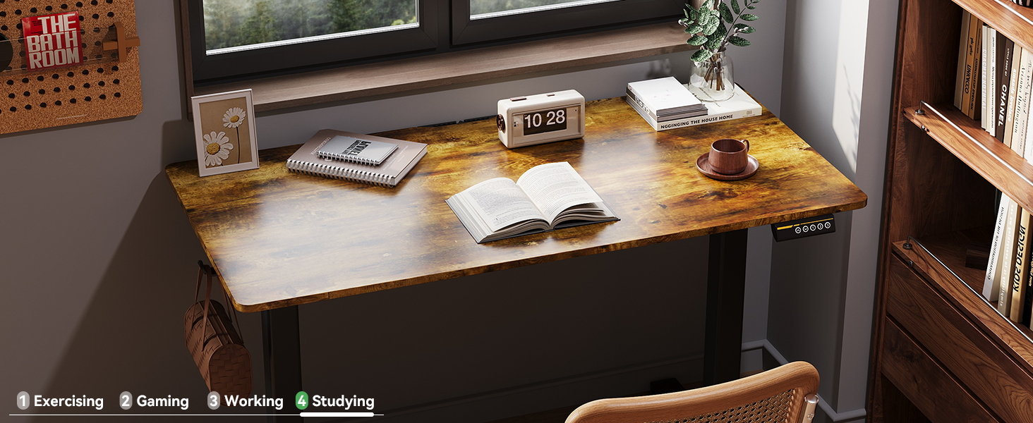 desk table standing adjustable gaming computer office stand height electric home rolling up study