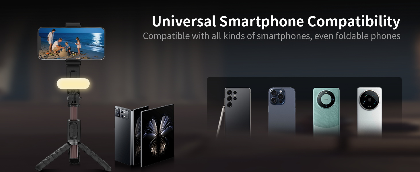 selfie stick with fill light