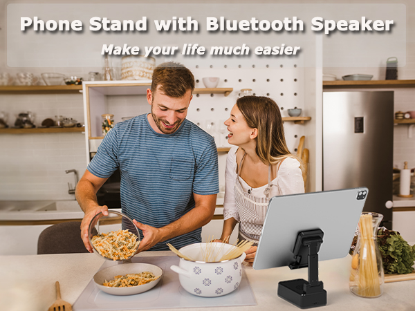 6 in 1 Bluetooth Speaker + Phone Stand+ wireless charger+alarm+clock+gifts