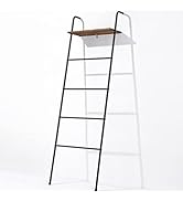 Blanket Ladder 5 Layer Wall-Leaning Blanket Rack with Shelf Decorative Blanket Ladder Shelf Metal...