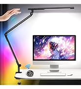 Pak LED Desk Lamp with Clamp, 18W Dual Light Architect Desk Light, Adjustable Swing Arm RGB Light...