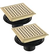Kuaisailsk 6 Inch Set of 2 Shower Drain 304 Stainless Steel , Brushed Gold Square Shower Floor Dr...