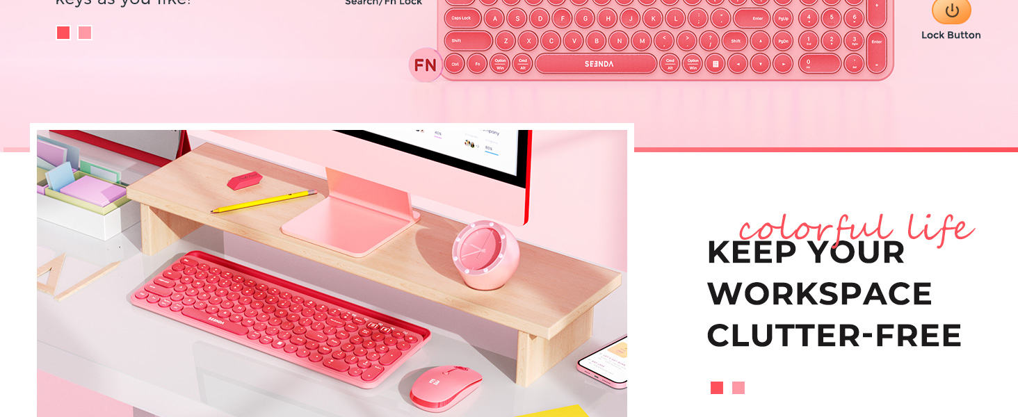 Bluetooth keyboard and mouse combo for ipad iphone tablet cute keyboard multi device keyboard