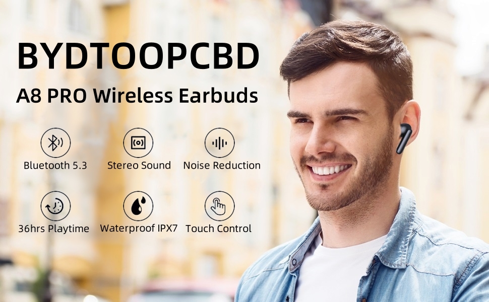 BYDTOOPCBD Wireless Earbuds A8 PRO Bluetooth Earbud
