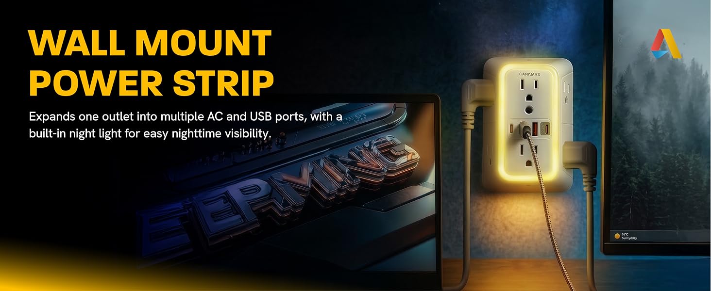 Wall Outlet Extender PD 20W with Night Light