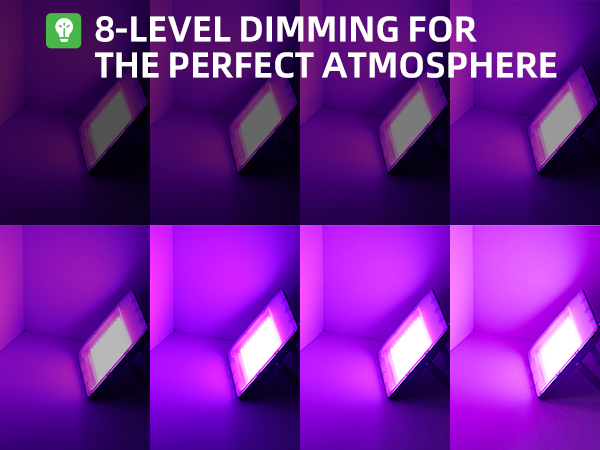 RGB flood light with 8-level dimming for single-color brightness customization