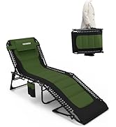 WKFAMOUT Outdoor Folding Lounge Chair Padded for Adults 264Ibs Patio Chaise Lounge Chair for Outs...