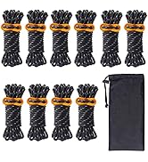 Hikeman 10 Pack 4mm Camping Rope Reflective Outdoor Guy Lines with Aluminum Guyline Adjuster Tens...