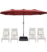 SUPERJARE 13FT Outdoor Patio Umbrella with Base Included, Double Sided Pool Umbrellas with Fade R...