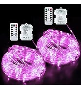 JMEXSUSS 2 Pack Pink Rope Lights Battery Operated String Lights Indoor Outdoor Waterproof, Each 3...