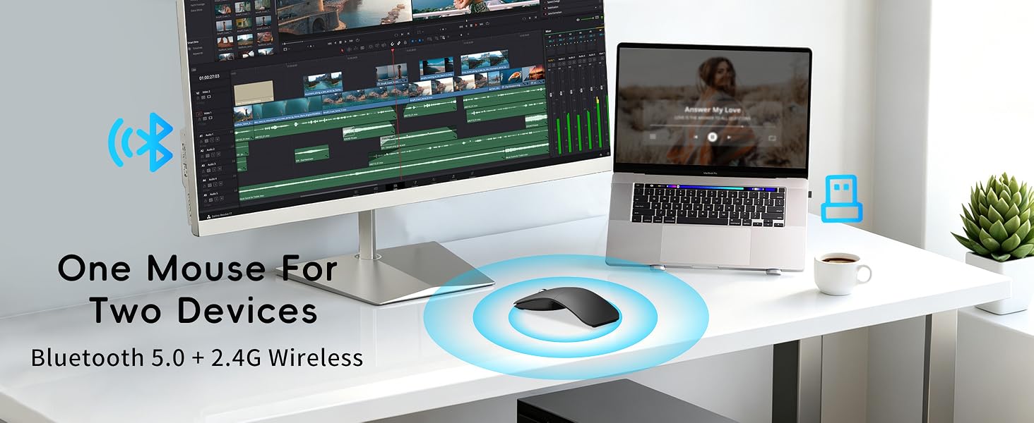 Bluetooth Arc Travel Mouse BT &amp;amp; USB Wireless Dual Mode Silent Computer Mice