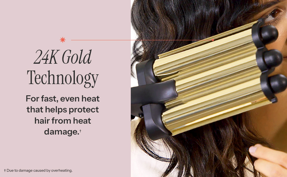 24K Gold Technology for fast, even heat that helps protect hair from heat damage