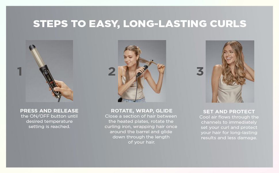 Press and Release. Rotate, Wrap, and Glide. Set and Protect with Conair Cool Air Styler