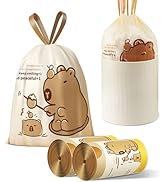 VOK 4 Gallon Trash Bags with Capybara Printed, Drawstring Small Garbage Bags, Tear-Resistant &amp; Od...