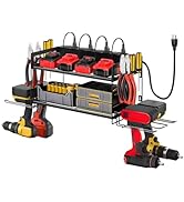 Power Tool Organizer Wall Mount, 2 Layers Heavy Duty 4 Cordless Drill Holder Tool Storage Rack wi...