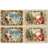 Christmas Santa Claus Placemats Set of 4 Washable Table Place Mats for Dining Kitchen Party Decor