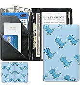 Dinosaur Cute Server Books for Waitress, Little Dinosaur Waiter Book Server Wallet with Zipper Mo...