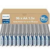 PHILIPS AA Batteries 96 Pack | 1.5v Ultra Alkaline Double A Battery | 132% More Power Then Indust...
