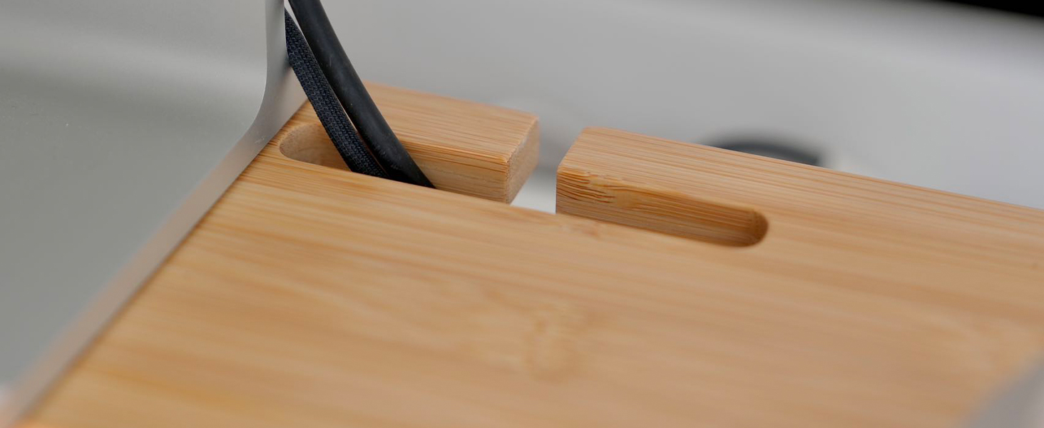 ROCDEER Bamboo Monitor Stand Riser with Drawer