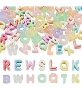 FASHEWELRY 60Pcs 20mm Big Letter Beads Large Hole Chunky Alphabet Beads, Mixed Luminous Glow Init...