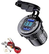 Thlevel 3.0 USB Quick Charger Socket, 12V/24V Dual USB Charger Socket with Switch On/Off and Wate...