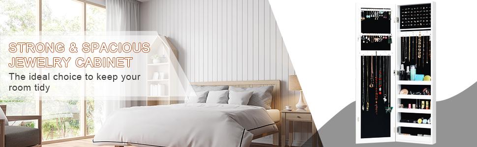 with Full Length Mirror and 5 Storage Shelves for Display