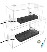 groword Cable Management Box with lock Acrylic,Cable Organizer Box &amp; Power Strip Cover, Wire Stor...
