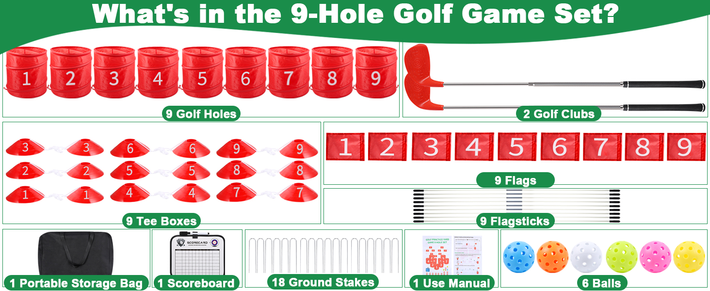 9 hole golf game set