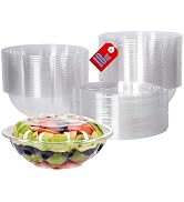Mr Miracle Clear 18 Ounce Plastic Salad Bowls with Snap-On Lids. Pack 50. Airtight Disposable Sal...