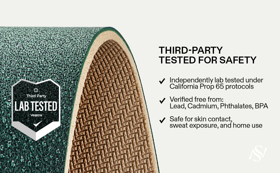 lab tested natural rubber yoga mat, non toxic eco friendly mat safe for hot yoga and home workouts