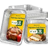 Aluminum Pans [24 Pack], Foil Pans 9x13 [12pc] &amp; 8x8 [12pc] Baking Pans Set | Disposable Aluminum...
