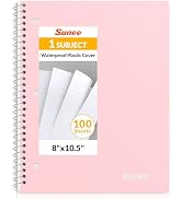 SUNEE Spiral Notebook, 1-Subject, Wide Ruled Paper, 8" x 10-1/2", 100 Sheets per Notebook, 3-Hole...