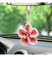 Crochet Hibiscus Flower Car Hanging Accessories for Women,Handmade Hawaiian Tropical Flower Ornam...