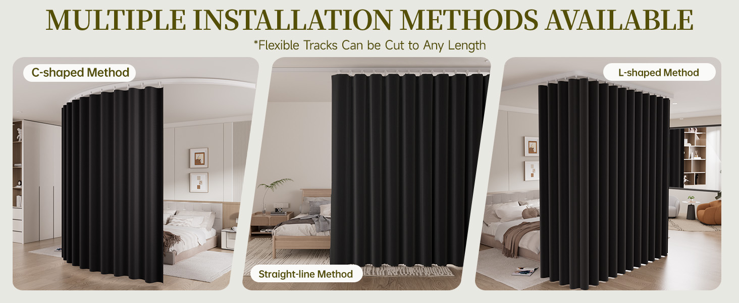Room Divider Curtains Blackout Ceiling Track Curtain Wall Mount Curtain Wall Divider