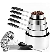 Bopei Measuring Cups and Spoons Set Stainless Steel 10 Piece for Cooking and Baking (5 Cups + 5 S...