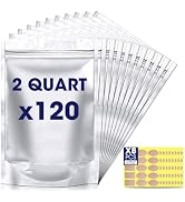 120pcs 7.8"x11.8" 2 Quart Mylar Bags for Food Storage Container Sets, Smell Proof Bag Heat Seal F...