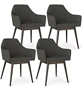Giantex Upholstered Dining Chairs Set of 4, Mid Century Kitchen Chairs with Solid Wood Legs, Wrap...