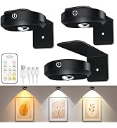 WILLED Picture Lights for Wall, 1200mAh Rechargeable Battery Operated Picture Frame lights, Puck ...