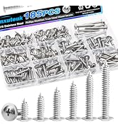 mxuteuk 185PCS #8 Wood Screws,Phillips Modified Truss Head Screws for Wood,410 Stainless Steel Qu...