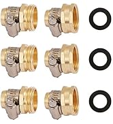 U.S. Solid Brass Garden Hose Connector with Stainless Steel Clamps, Male and Female Garden Hose F...