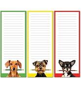Funny Dogs Large Magnetic Notepads for Refrigerator (3 Pack) - 50 Tear-off Sheets per Pad - 3.5 x...