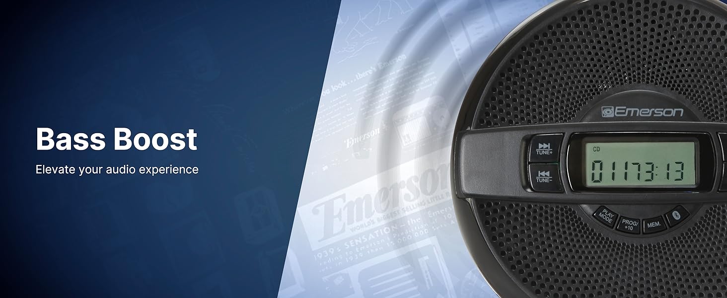 Connect Bluetooth headphones, earbuds, or external speakers to Emerson EPCD-2000 Portable CD Player