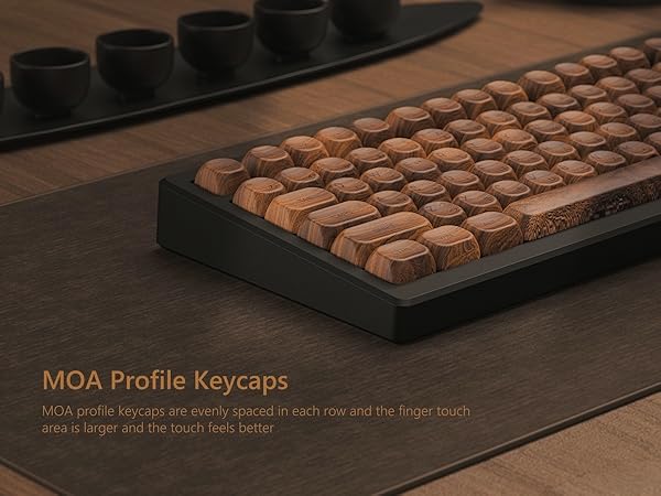 Womier PBT Keycaps - MOA Keycaps 75 Percent, Wood Dye-Sublimation Custom Keyboard Key Cap