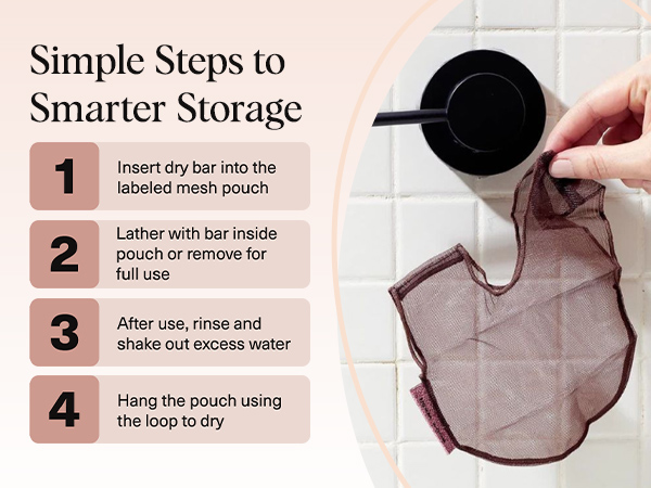 Kitsch Bar Soap Saver Bag – Recycled Mesh Beauty Bar Pouch for Body Wash