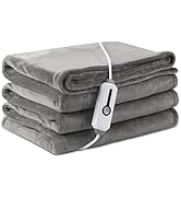 LaffyLo Electric Heated Blanket Full Size 72×84, Breathable &amp; Luxurious Flannel,Soft Warm Gift wi...